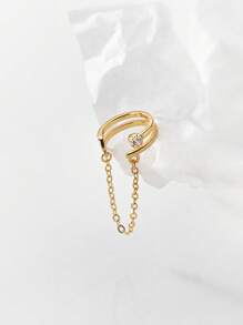 BALMORA 1 对时尚优雅 S925 纯银单锆石链耳夹耳骨夹耳环适合女孩/女士/女友/母亲聚会约会礼物日常佩戴生日礼物