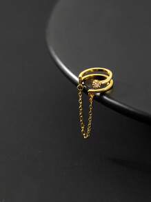 BALMORA 1 对时尚优雅 S925 纯银单锆石链耳夹耳骨夹耳环适合女孩/女士/女友/母亲聚会约会礼物日常佩戴生日礼物