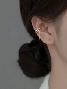 BALMORA 1 对时尚优雅 S925 纯银单锆石链耳夹耳骨夹耳环适合女孩/女士/女友/母亲聚会约会礼物日常佩戴生日礼物