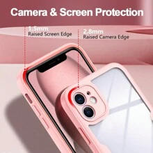 Hadaasi 1pc Soft TPU + Hard PC 2-In-1 Front & Back Full Coverage Transparent Phone Case With Screen Protector, Compatible With IPhone 16/15/14/13/12/11 Pro Max/Plus/SE2/SE3/7/8 And Galaxy S26Ultra/S26Plus/S26/M36/S25FE, Redmi 12/13C/12C/Note 12 Pro/NOTE14PRO+/NOTE13PRO/NOTE13PRO+, POCO M6PRO, OPPO Reno14 Pro/Reno14 F, Infinix Hot 60 Pro/Hot 60 Pro+, Light Pink