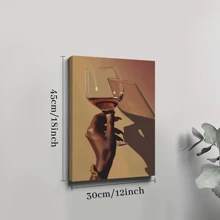 1pc Framed Canvas Poster, Luxurious Stylish Woman Holding Red Wine Wall Art Canvas Paintings, Ideal Gift For Bedroom Living Room Corridor, Wall Art, Room Decoration - 彩色 - 查看 8