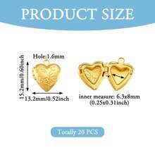 4pcs/20pcs Brass Locket Pendants Heart/Rectangle Photo Frame Charms For Anniversary Birthday Valentine's Day Necklace Gifts DIY