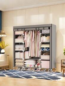 1 pieza Armario de ropa de ensamblaje fácil multicolor, armario de tela reforzada para dormitorio/decoración de apartamento de alquiler