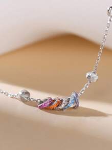 Newsoul 1 buah Kalung Perak Sterling 925 dengan Batu Zirkonia Kubik Bermotif Pelangi untuk Wanita, Hadiah Ulang Tahun yang Istimewa untuk Pacar - Perak - View 4
