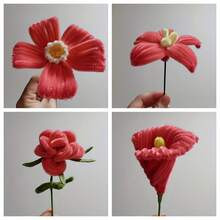 Value Pack 200pcs Pipe Cleaner Craft Big Red Rose Red Wine Red Vivid Red Jujube Red Peach Red Pipe Cleaner For Craft Foldable Chenille Rod Pipe Cleaner, Christmas Craft Pipe Cleaner For DIY Craft And Cleaning, Crafts Art And Craft Decoration Chenille Stems Supplies - Multicolor - View 8