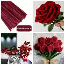Value Pack 200pcs Pipe Cleaner Craft Big Red Rose Red Wine Red Vivid Red Jujube Red Peach Red Pipe Cleaner For Craft Foldable Chenille Rod Pipe Cleaner, Christmas Craft Pipe Cleaner For DIY Craft And Cleaning, Crafts Art And Craft Decoration Chenille Stems Supplies - Multicolor - View 9