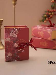 1/3/5 件书形礼品盒，带丝带纸板糖果巧克力礼品包装盒，适用于派对、婚礼、生日书形礼品盒，带丝带糖果巧克力礼品盒，适用于婚礼生日乔迁喜糖容器父亲节礼品盒