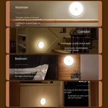 1pc Motion Sensor Light, Energy Saving Rechargeable LED Lamp, Auto On/Off, Suitable For Wardrobe, Stairs, Bedroom, Living Room, Desk
