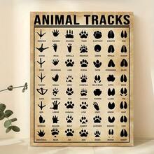 1 Pieza de Arte de Pared de Gráfico de Huellas de Animales Vintage - Perfecto para Decoración del Hogar y Decoración de Habitaciones - Póster Impreso en Lienzo, Sin Marco - transparente - Ver 5
