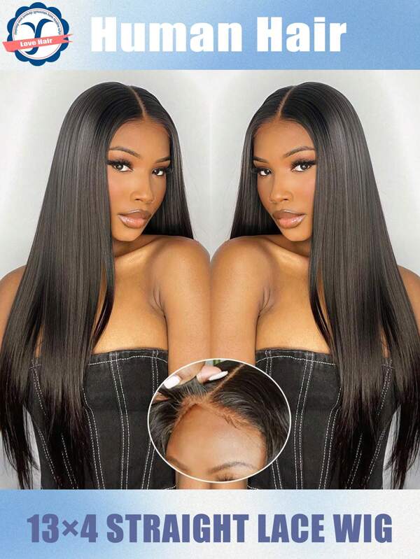 Peluca de encaje frontal sin pegamento de cabello humano recto de 36 pulgadas, densidad del 180%, 13x4 frontal, peluca de cabello humano pre-arrancada para mujeres, peluca sin pegamento con cabello de bebé, descuento de 6-36 pulgadas, peluca frontal de encaje de cabello humano como natural, adecuada para pelucas de mujer (pelucas bob de 6-16 pulgadas), ideal para uso diario, fiestas, sesiones de fotos, Halloween, fiestas de disfraces, vestidos de fiesta y trick-or-treat.