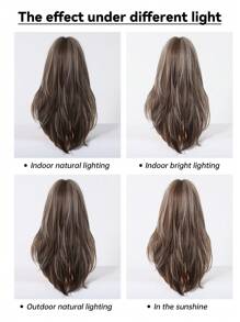 Brown & Golden Highlights Long Straight Wig, Natural Layered, Suitable For Daily Wear, Parties, Cosplay, Etc. (Please Note Proper Wearing And Maintenance) - Brown Highlight - View 9