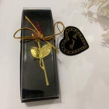 1 件装水晶人造玫瑰迷你花盒装情人节礼物婚礼回礼品家居派对装饰 - 黑與白 - 查看 7