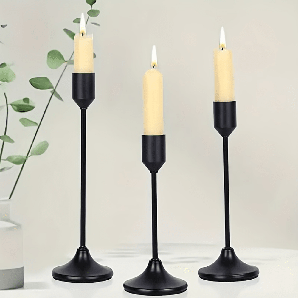 3pcs Set Elegant Metal Candle Holders, Candle Stand For Wedding Table Fireplace, Room Party, Christmas Tabletop Decor