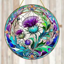 Scottish Thistle Sun Catcher - 20.32cm X 20.32cm Colorful Acrylic Light-Catching Window Hanging, Farmhouse Garden & Front Door Decor, Perfect Gift For Him Or Boyfriend - Multicolor - View 3