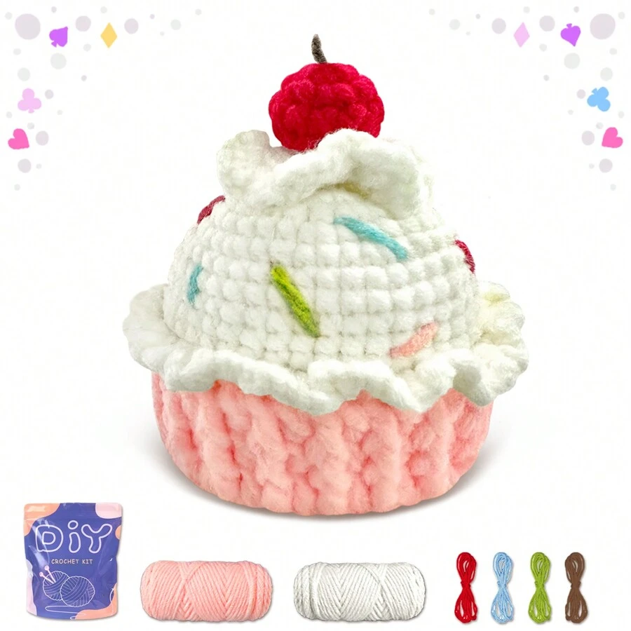 1PC Beginner-Friendly Cupcake Weaving Set, Fun And Easy To Learn Home Decor With Step-By-Step Video Tutorial For Unique Cake Creations(Accessories In Random Color) - Pink - View 1