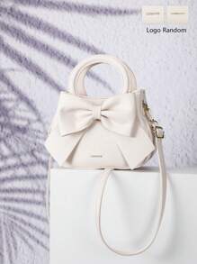 轻巧便携休闲时尚蝴蝶结装饰手提包，女士双手柄钱包，小型人造皮革斜挎包，适合女孩、女士、大学生、新人及白领，秋冬必备，工作、办公室、通勤，秋冬季，最佳母亲节礼物创意，母亲节礼物，妈妈礼物，妈妈必备品，外出妈妈包，女士情人节蝴蝶结钱包