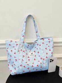 Bolsa de tela estampada, ideal para vacaciones, ocio, compras, bolso de hombro, bolsa de compras, viajes a corta distancia, bolso de viaje grande de hombro, nueva bolsa de verano, bolsa de viaje para mamá, estilo artístico de bolsa escolar y mochila para mujeres o estudiantes, perfecta para libros, compras, regreso a la escuela y talla grande