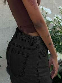 European And American Y2K Style Spring/Summer New Casual Washed Slim High-Waisted Denim Mini Skirt For Women