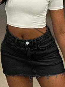 European And American Y2K Style Spring/Summer New Casual Washed Slim High-Waisted Denim Mini Skirt For Women