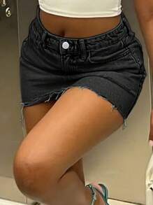 European And American Y2K Style Spring/Summer New Casual Washed Slim High-Waisted Denim Mini Skirt For Women