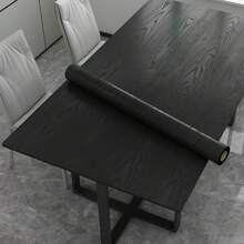 1 Roll Black Wood Grain Removable Peel And Stick Waterproof PVC Wallpaper, Oil Resistant, Suitable For Kitchen, Bedroom, Living Room, Countertops, Furniture, Bathroom Renovation,Renovation Stickers Peel Wall Panels,Wall Paper, Wallpapers,Spring Decoration Items Refresh Your Home,Rama Decoration Stickers Gifts Birthday Graduation Wall Stickers Room Decor Wall Decor Wall Sticker