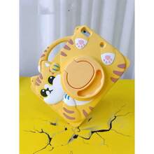 iPad 9th/Air 5th Gen 10.2 英寸保护壳带笔架，可爱猫咪设计，防震硅胶软后盖兼容 iPad 9.7 英寸/Mini 6/Pro 11 英寸 - 黃色 - 查看 6