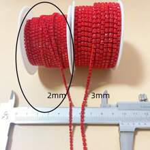 10 Yards/Roll Claw Chain Electroplated Diamond Chain, Crystal Rhinestones Close Chain For Party Dress Decor, Christmas Decoration, Clothing Accessories, DIY Nail Art, Phone Case Decoration - Red - View 13