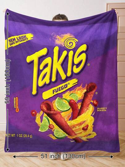 1st klassisk lila mellanmålsförpackning med tema mjuk plyschfilt med potatischips, kryddigt citronmajschipsmönster, varmt och mysigt för alla årstider, lämplig för vardagsrum, soffa, fåtöljer, sovrum, resor, camping, present