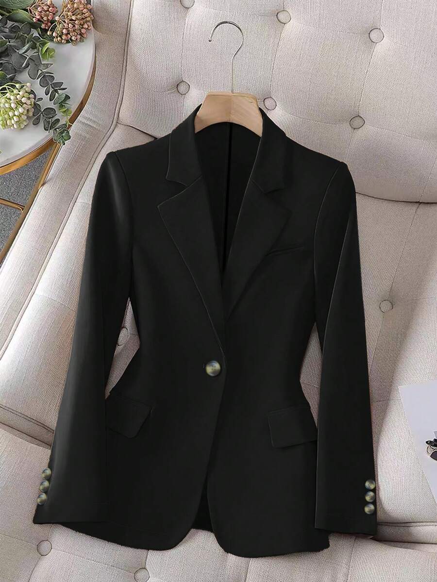 Women Casual Fashion Elegant Commuter Versatile Solid Lightweight Long Sleeve Blazer