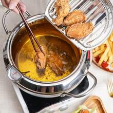 1 Stück Tempurapfanne aus Edelstahl, temperaturgesteuerter Frittiertopf mit Filter für Zuhause, Frittierpfanne und andere Grillwerkzeuge