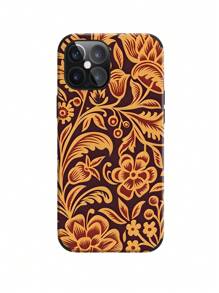 قطعة واحدة حالة هاتف مطبوع بتصميم زهري باروك ، تصميم زهري عتيق ، غلاف ناعم مضاد للصدمات والسقوط ، متوافق مع هواتف أيفون 11 12 13 14 15 16 برو ماكس ، مصنوع من مادة TPU بطباعة ألوان أشعة فوق البنفسجية بمظهر جلدي