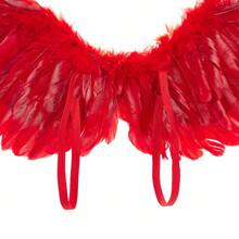 Adult Angel Wings Deluxe Feather Wings With Elastic Straps Halloween Costume Accessory For Men Women - 紅色 - 查看 5