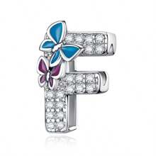 Easvnya Silver Butterfly Cubic Zirconia Letter A-Z Pendant, Suitable For Handmade Bracelet Necklace Minimalist Fashionable Jewelry DIY, Women Birthday Party Gift