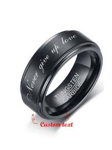 1pc Customized Personalized Laser Engraved Black Tungsten Steel Ring, Gift For Him, Personalized Ring,New Year Glamour - Style - View 4