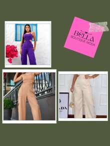 Premium Tailored Cargo Jumpsuit With Straps - Baby Pink - View 4