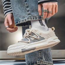 Zapatos de skateboarding transpirables para hombres, zapatillas casuales de suela gruesa y baja, zapatos deportivos livianos y de suela blanda, para adolescentes - Gris - Ver 8