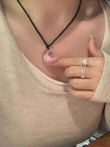 1 Stück Mondlicht Zen Sichel Mond Anhänger Halskette, Mondstein, einzigartiges Paar Accessoire, Choker Halskette