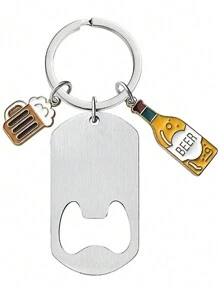 1PC Aangepaste nieuwe flesopener roestvrijstalen sleutelhanger, graveren DIY hanger cadeau voor vriendje, Vaderdagcadeau