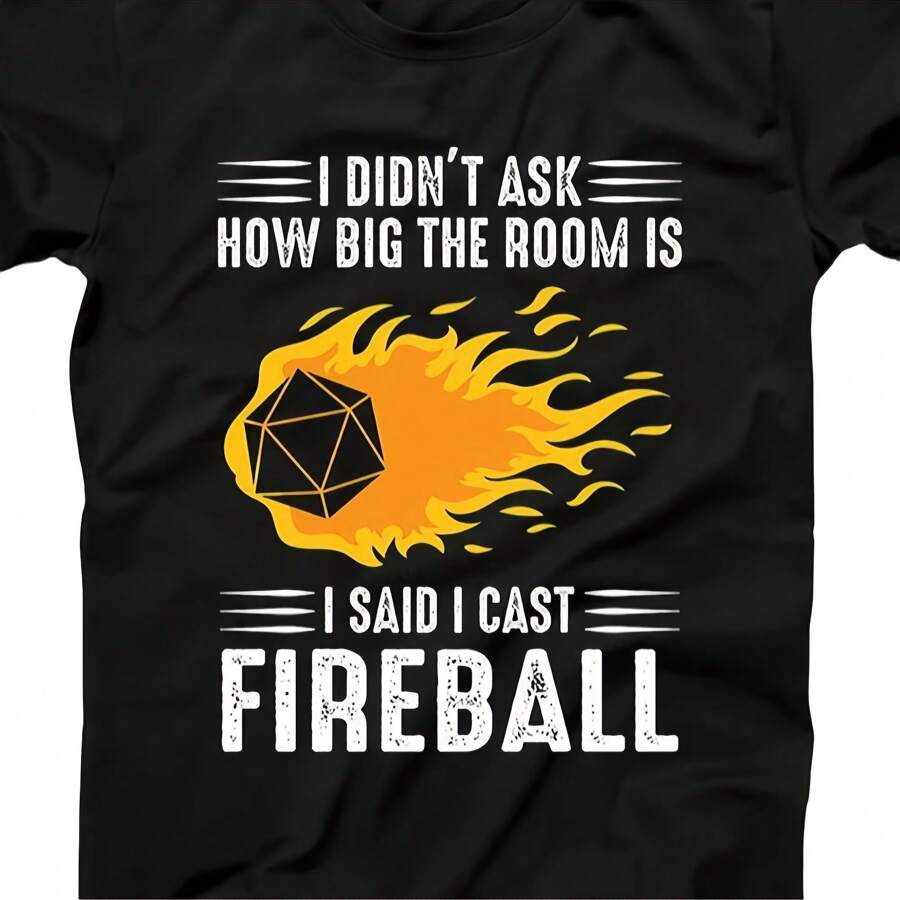 Unique Dungeons-Dragons Gaming Gift Idea - Cast Fireball T-Shirt For D&D Fans - 黑色 - 查看 1