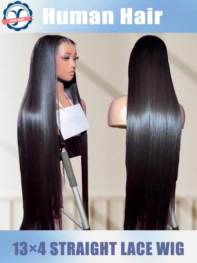 36 Inch 13x4 Frontal Lace Frontal Wig Blended Hair 180 Density Straight Lace Front Wigs Human Hair Christmas Decorations, Christmas Gifts For Women Transparent Lace Wig Pre Plucked Brazilian Virgin Human Hair Wigs For Women Glueless Wigs Human Hair Lace Wig 6-36Inch Natural Color Black 6-36inch Straight Human- Like Lace Frontal Wig, Natural Look For Everyday, Parties, Photoshoots -Christmas Gifts For Women (Bob Wigs 6-16 Inch)