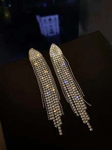 1 par de pendientes largos con forma de corazón, con strass y borlas, para San Valentín, mamá, madre, Día de la Madre, regalo