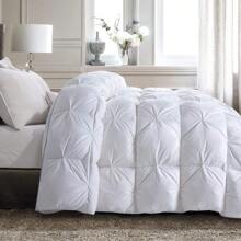 132x120 Alaska King Feather And Down Comforter, Pinch Pleat Over-Sized King Duvet Insert With 100% Cotton Cover, White Fluffy Thick Comforter With Corner Tabs For All Season Warmth - trắng - Xem 2