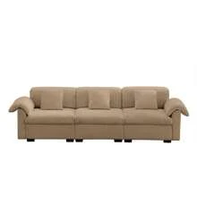 Extra Large 3 - Seat Modern Velvet Sofa With Storage Function Under Each Seat, Oversize Sofa Clould Like Deep Seat Couch With Comfortable Seat And Back Support, 3 Seater Sofa With Fluffy Armrest Pillo