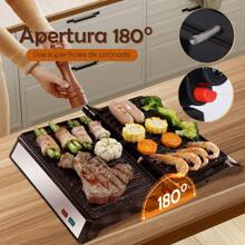 1 Stück 3-in-1 Panini-Maker, Sandwichmaker, Elektrogrill, 31,2x25,5x9,2cm, 1500W, 180° klappbar, beidseitiges Kochen, gleichmäßige Erwärmung, Keramikbeschichtung, Anti-Verbrühgriff, Silber, geeignet für Frühstück & Grillen zuhause