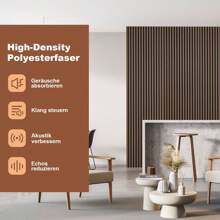 Lospitch Akustikpaneele Holz 120x60 cm – Graue Wandpaneele aus Holzfurnier & Filz, Für Studio & Zuhause, Innenwandverkleidung (1X/2X/4X/6X/8X) - schwarze Walnuss - Übersicht 2