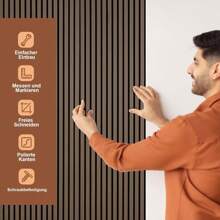 Lospitch Akustikpaneele Holz 120x60 cm – Graue Wandpaneele aus Holzfurnier & Filz, Für Studio & Zuhause, Innenwandverkleidung (1X/2X/4X/6X/8X) - schwarze Walnuss - Übersicht 7