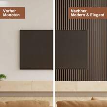 Lospitch Akustikpaneele Holz 120x60 cm – Graue Wandpaneele aus Holzfurnier & Filz, Für Studio & Zuhause, Innenwandverkleidung (1X/2X/4X/6X/8X) - schwarze Walnuss - Übersicht 3