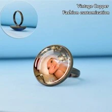 1pc Customized Ring Circular Photo Customized Ring Men's And Women's Jewelry Unique Gift For Holiday Commemoration