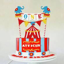 New Carnival Party Cake Decorations Topper, Circus Carnival Theme Birthday Party Decorations, 1st Birthday Cake Topper Decor, Includes 2 Straws, 2 Paper Sticks & 1 Glue, DIY Required