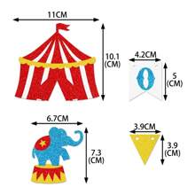New Carnival Party Cake Decorations Topper, Circus Carnival Theme Birthday Party Decorations, 1st Birthday Cake Topper Decor, Includes 2 Straws, 2 Paper Sticks & 1 Glue, DIY Required